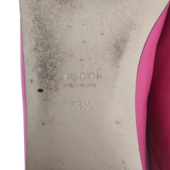 Gucci Horsebit Chain Pointed Toe Ballet Flat Size 38.5 US 8.5 Pink Gold Silver - Picture 10 of 12